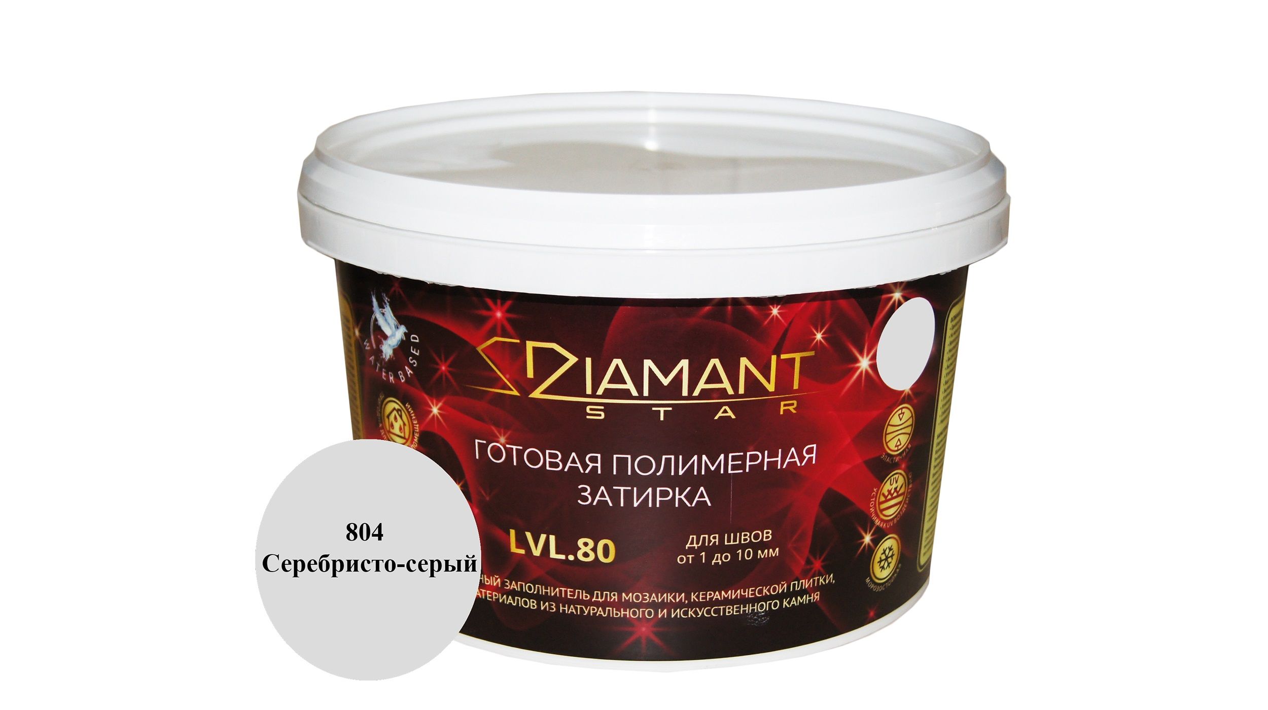 Полимерная готовая затирка для плиточных швов Диамант Star lvl80 804  Серебристо серый 2 кг: купить в Москве, цена 2 075 руб. в интернет-магазине  | Код: DiamantS04