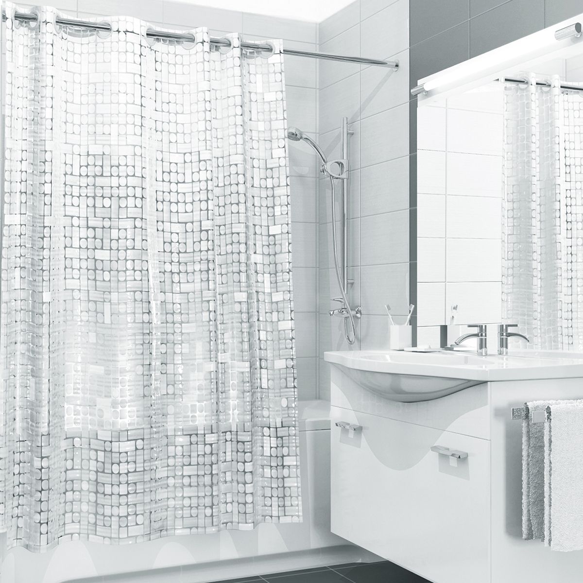Шторки для ванной 180. Штора для ванной Dasch "la Vita 3d", цвет: прозрачный. Штора для ванной комнаты с кристаллическим эффектом, 180*180 см, Valiant. Valiant White Shine. Штора для ванной Valiant.