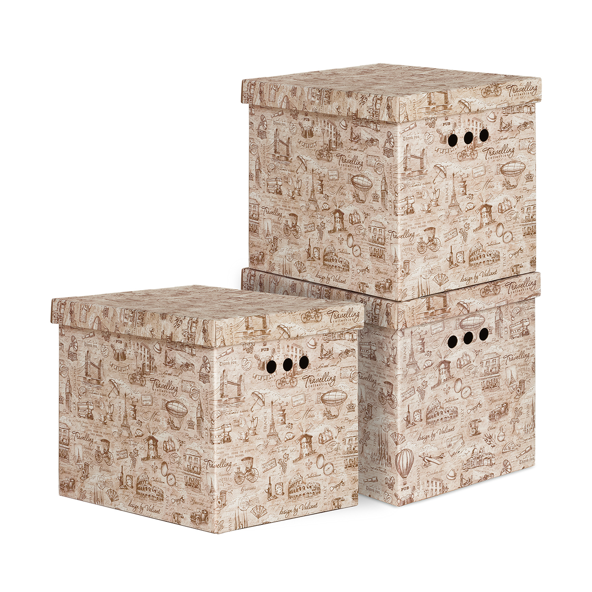 Коробка для хранения Valiant Jardin, складная, 31,5 x 31,5 x 31,5 см, набор 3 шт